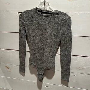 Madewell XXS Gray Long Sleeve Bodysuit, EUC, one-piece, casual, see pics